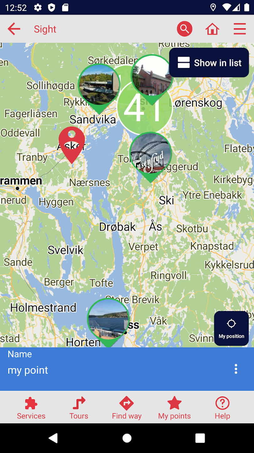 Skjermbilde av kartfunksjon