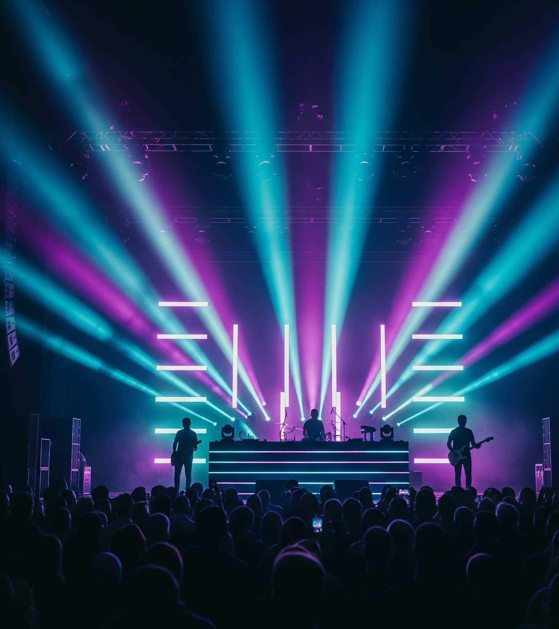 Konsertscene med lysshow